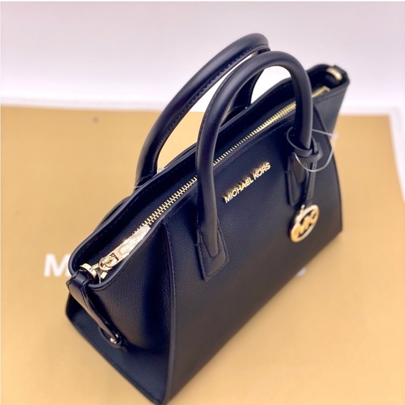 Michael Kors Avril Small Leather Top-Zip Satchel Crossbody Black - Picture 8 of 10